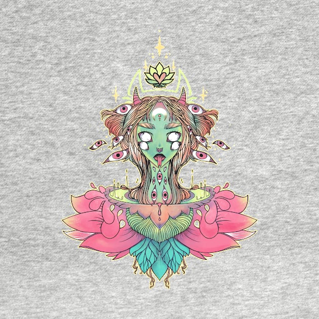 Sacred Lotus Flower Monster Girl by cellsdividing